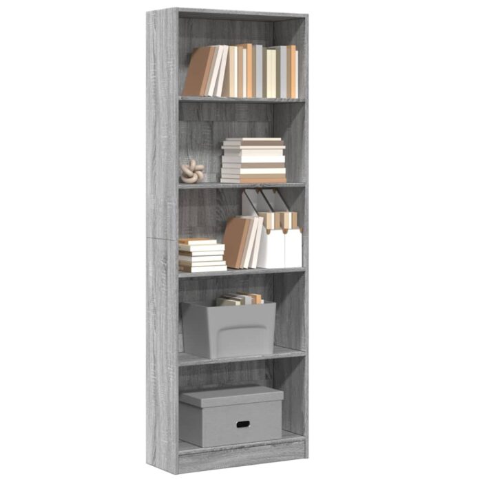 Bibliothèque sonoma gris 60x24x176 cm bois d'ingénierie – Image 1