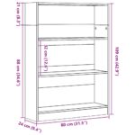 Bibliothèque chêne fumé 80x24x109 cm bois d'ingénierie – Image 7