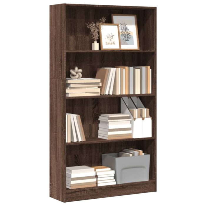 Bibliothèque chêne marron 80x24x143 cm bois d'ingénierie – Image 1