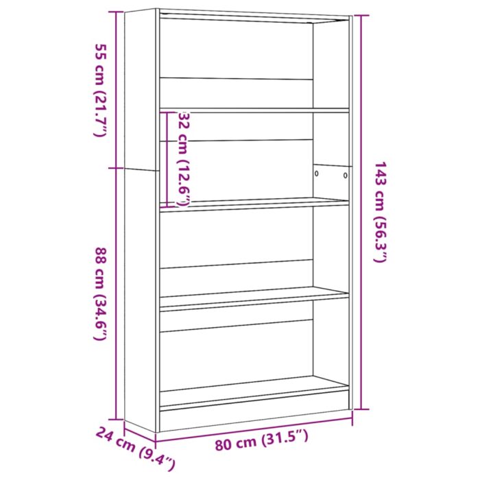 Bibliothèque vieux bois 80x24x143 cm bois d'ingénierie – Image 7