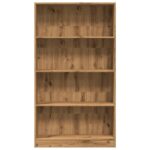 Bibliothèque chêne artisanal 80x24x143 cm bois d'ingénierie – Image 2