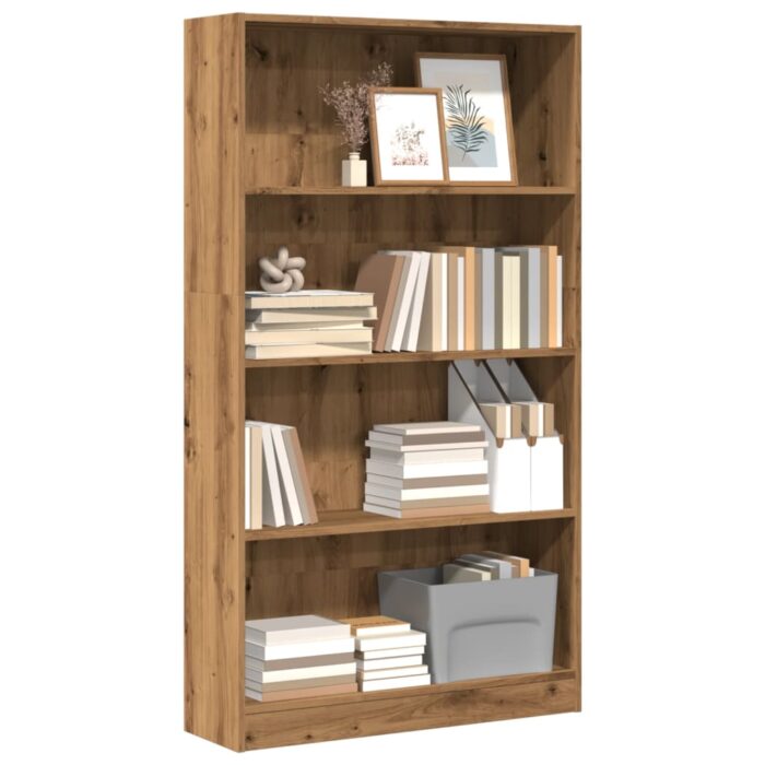 Bibliothèque chêne artisanal 80x24x143 cm bois d'ingénierie – Image 1