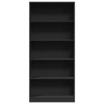 Bibliothèque noir 80x24x176 cm bois d'ingénierie – Image 2