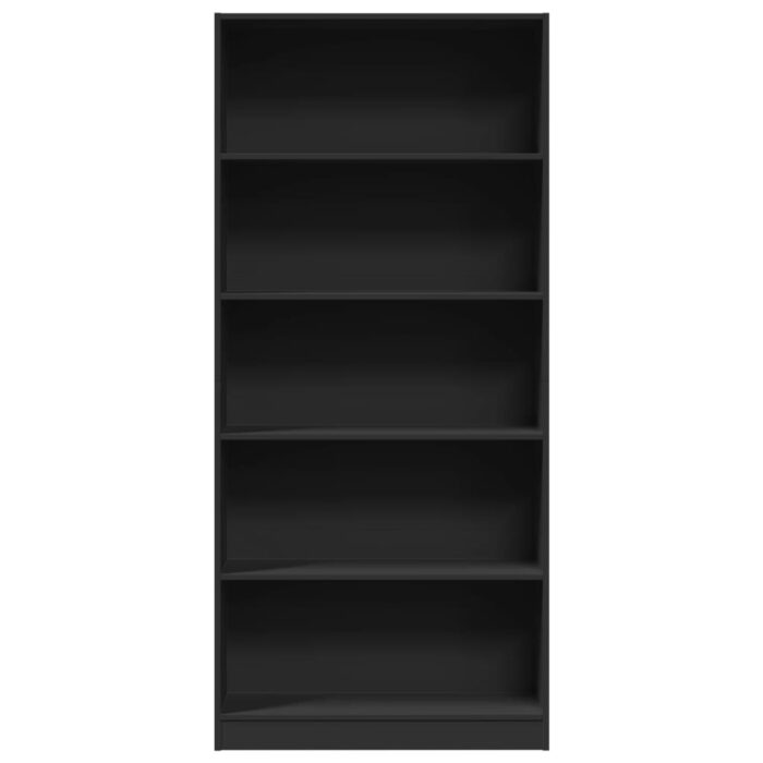 Bibliothèque noir 80x24x176 cm bois d'ingénierie – Image 2