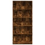 Bibliothèque chêne fumé 80x24x176 cm bois d'ingénierie – Image 2
