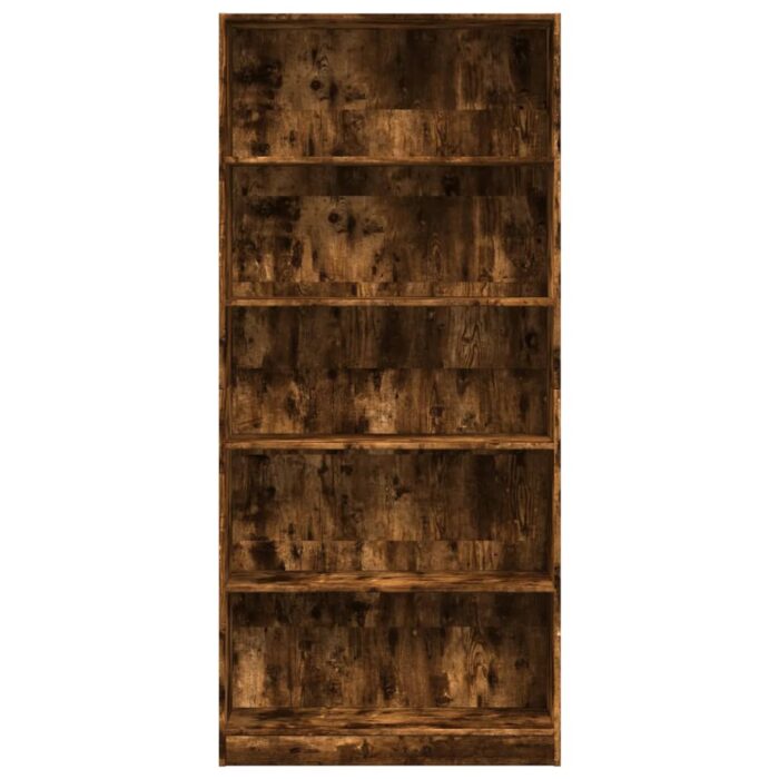 Bibliothèque chêne fumé 80x24x176 cm bois d'ingénierie – Image 2