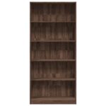 Bibliothèque chêne marron 80x24x176 cm bois d'ingénierie – Image 2