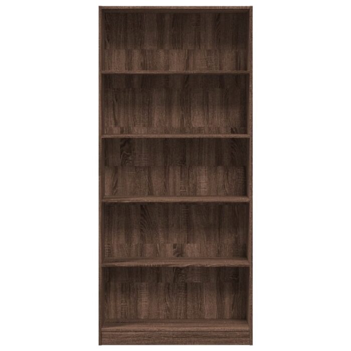 Bibliothèque chêne marron 80x24x176 cm bois d'ingénierie – Image 2