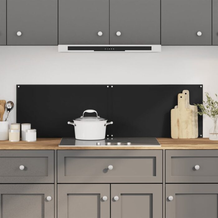 Dosserets de cuisine 2 pcs noir 70x40 cm verre trempé – Image 1