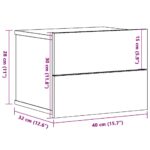 Tables de chevet murales 2 pcs vieux bois 40x32x30 cm – Image 8