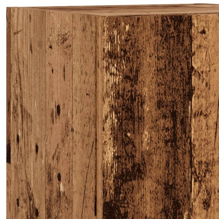 Meuble TV avec lumières LED vieux bois 30,5x30x102 cm – Image 9