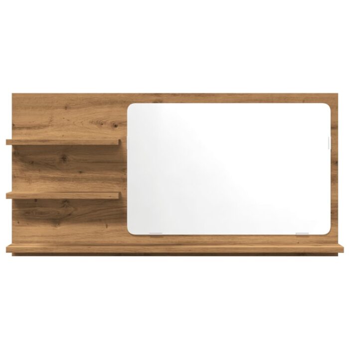 Armoire à miroir de salle de bain chêne artisanal 90x11x45 cm – Image 2