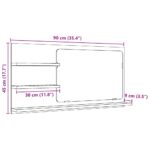 Armoire à miroir de salle de bain chêne artisanal 90x11x45 cm – Image 8