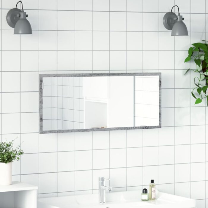 Miroir de salle de bain à LED sonoma gris bois d'ingénierie – Image 2