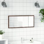 Miroir de salle de bain à LED chêne marron bois d'ingénierie – Image 2