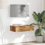 Meuble TV avec éclairage LED vieux bois 60x35x15,5 cm – Image 3