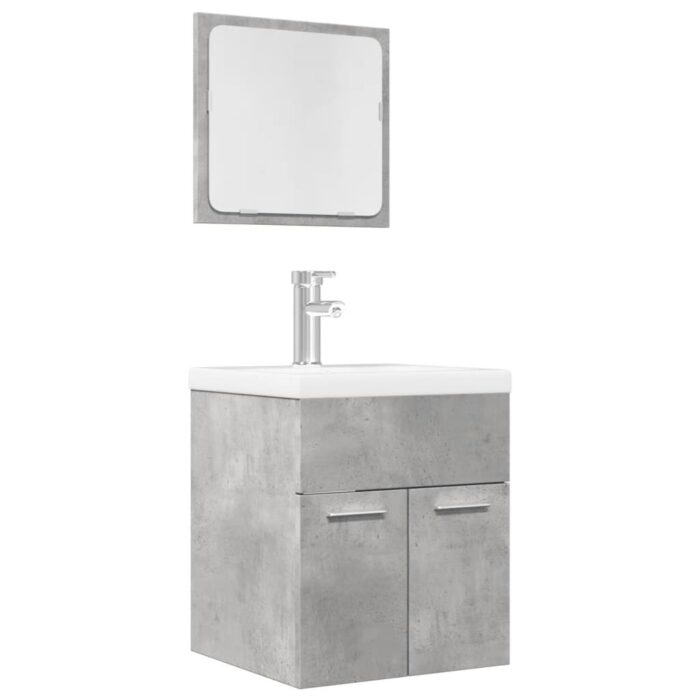 Ensemble de meubles de salle de bain 2 pcs gris béton – Image 1