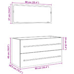 Ensemble de meubles salle de bain 2 pcs bois d'ingénierie – Image 10