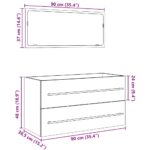 Ensemble de meubles salle de bain 2 pcs bois d'ingénierie – Image 11