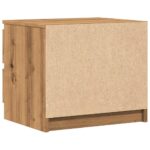 Table de chevet chêne artisanal 50x40x43.5 cm bois d’ingénierie – Image 5