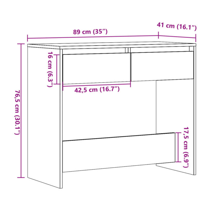 Table console chêne artisanal 89x41x76,5 cm bois d'ingénierie – Image 8