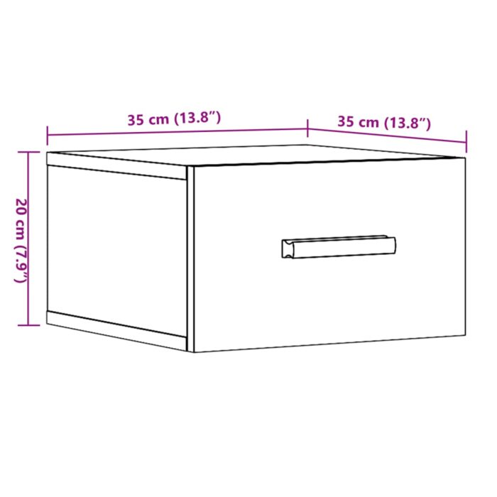 Tables de chevet murales 2 pcs chêne artisanal 35x35x20 cm – Image 9