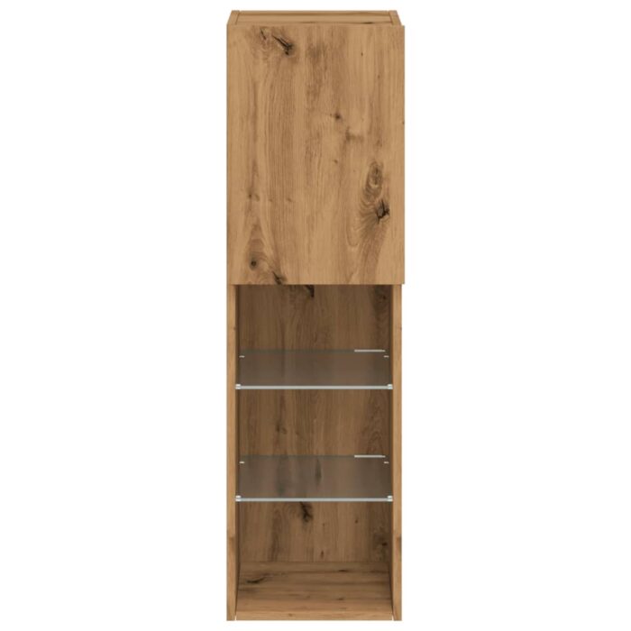 Meubles TV avec lumières LED 2pcs chêne artisanal 30,5x30x102cm – Image 6