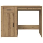 Bureau chêne artisanal 100x49x75 cm bois d'ingénierie – Image 2
