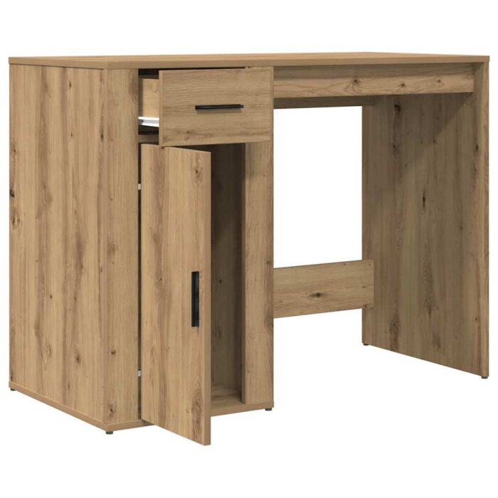 Bureau chêne artisanal 100x49x75 cm bois d'ingénierie – Image 3