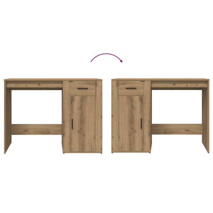 Bureau chêne artisanal 100x49x75 cm bois d'ingénierie – Image 6