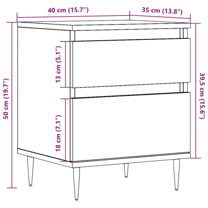 Tables de chevet 2 pcs vieux bois 40x35x50 cm bois d’ingénierie – Image 8