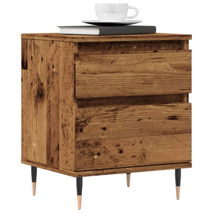 Tables de chevet 2 pcs vieux bois 40x35x50 cm bois d’ingénierie – Image 1