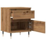 Table de chevet chêne artisanal 40x35x50 cm bois d’ingénierie – Image 2