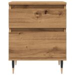 Table de chevet chêne artisanal 40x35x50 cm bois d’ingénierie – Image 3