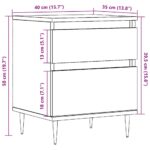 Table de chevet chêne artisanal 40x35x50 cm bois d’ingénierie – Image 8