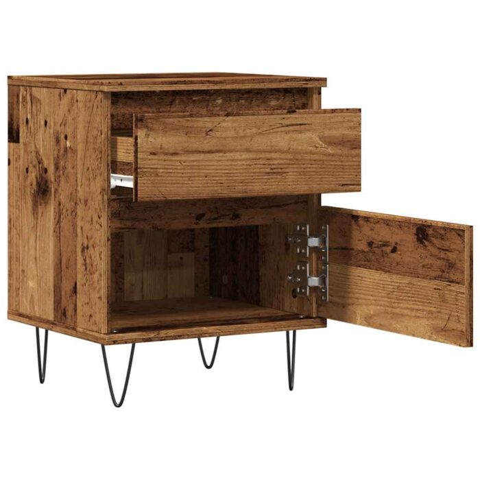Table de chevet vieux bois 40x35x50 cm bois d’ingénierie – Image 2