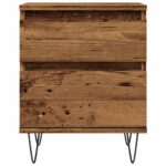 Table de chevet vieux bois 40x35x50 cm bois d’ingénierie – Image 3