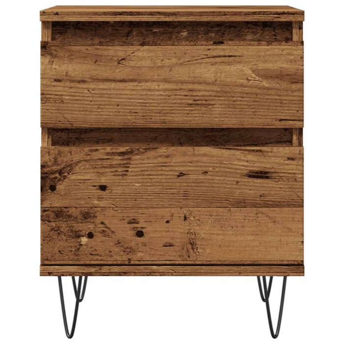 Table de chevet vieux bois 40x35x50 cm bois d’ingénierie – Image 3