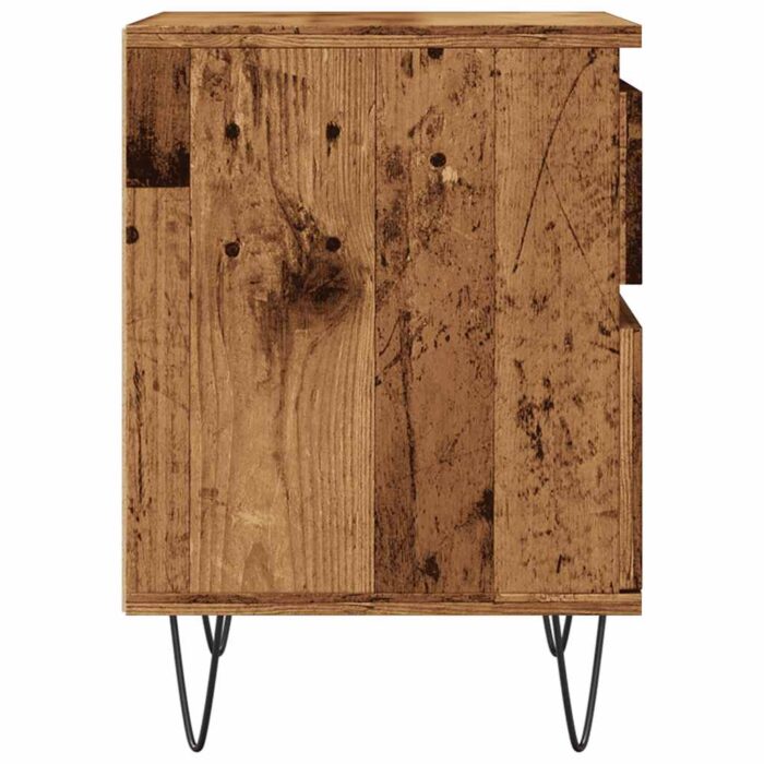Table de chevet vieux bois 40x35x50 cm bois d’ingénierie – Image 4