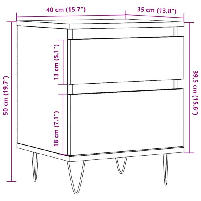 Table de chevet vieux bois 40x35x50 cm bois d’ingénierie – Image 8