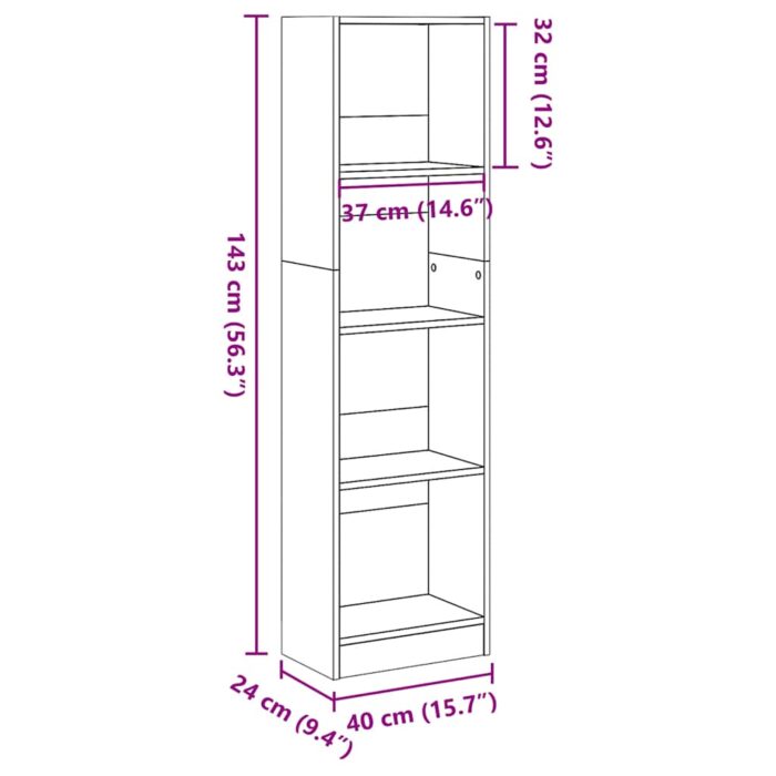 Bibliothèque blanc brillant 40x24x143 cm bois d'ingénierie – Image 7