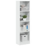 Bibliothèque blanc brillant 40x24x143 cm bois d'ingénierie