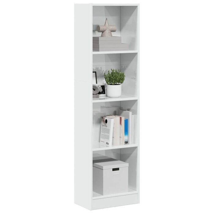 VXL8721158557674_m_en_hd_1.jpg Bibliothèque blanc brillant 40x24x143 cm bois d'ingénierie – Image 1