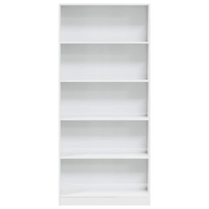 Bibliothèque blanc brillant 80x24x176 cm bois d'ingénierie – Image 2