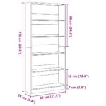 Bibliothèque blanc brillant 80x24x176 cm bois d'ingénierie – Image 7