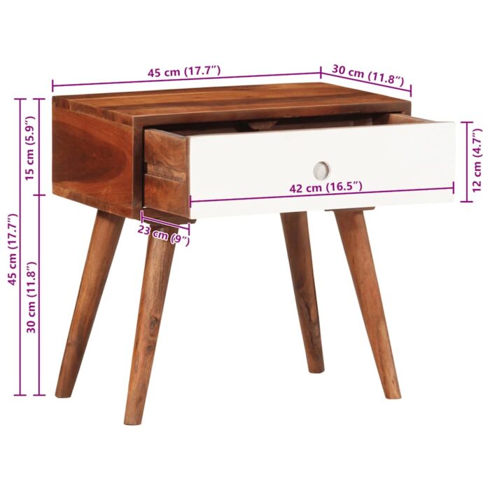 Table d'appoint 45x30x45 cm bois massif d'acacia – Image 10