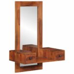 Miroir mural avec tiroirs 60x33x90 cm bois massif d'acacia – Image 10