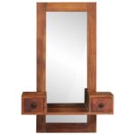 Miroir mural avec tiroirs 60x33x90 cm bois massif d'acacia – Image 2