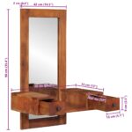 Miroir mural avec tiroirs 60x33x90 cm bois massif d'acacia – Image 9
