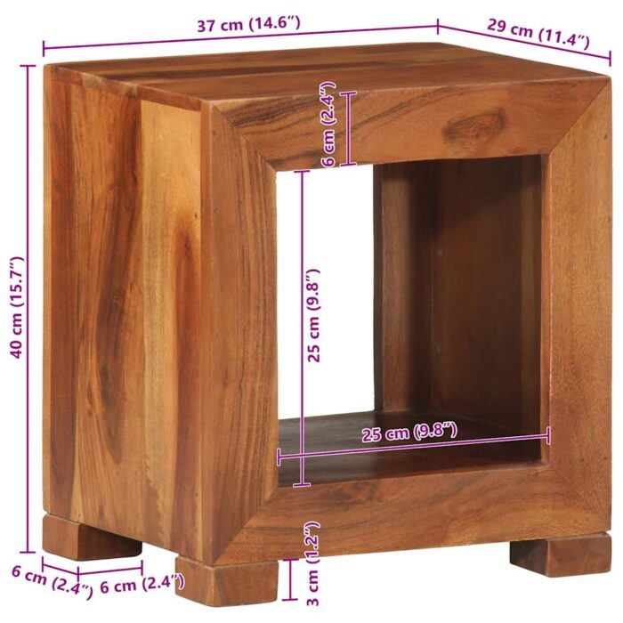 Table d'appoint 37x29x40 cm bois massif d'acacia – Image 7